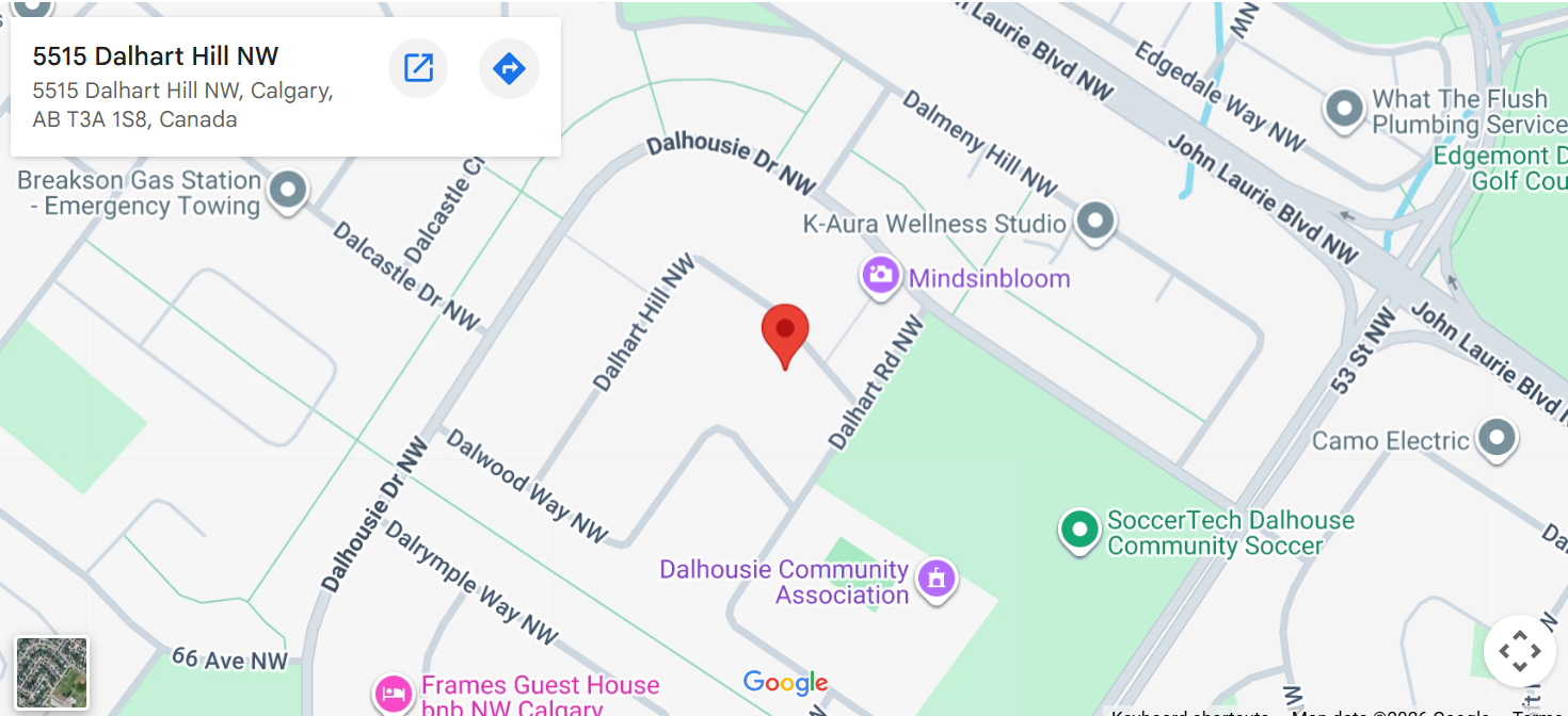 Map showing 5515 Dalhart Hill NW, Calgary